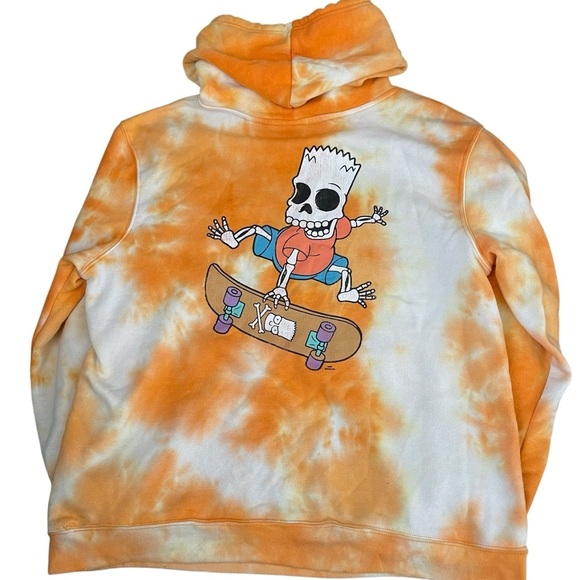 The Simpsons BART Skateboard Skeleton Graphic Tie Dye Hoodie Sweatshirt XL - Picture 14 of 15